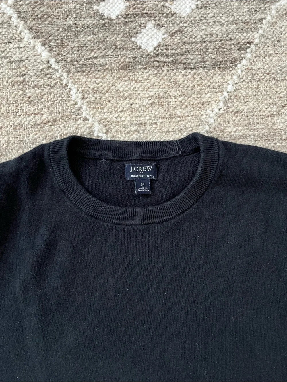 J. Crew Men's Black Crewneck Cotton Sweater